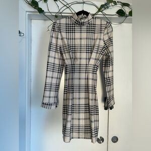 Elegant Black and White Plaid Dress